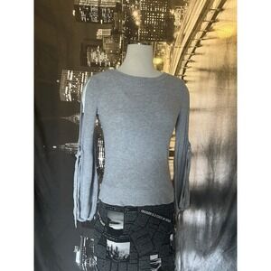 American Eagle Outfitters Gray Blouse Side Arm Tie Slits size xs